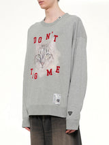 Cat Printed Sweatshirt in Gray