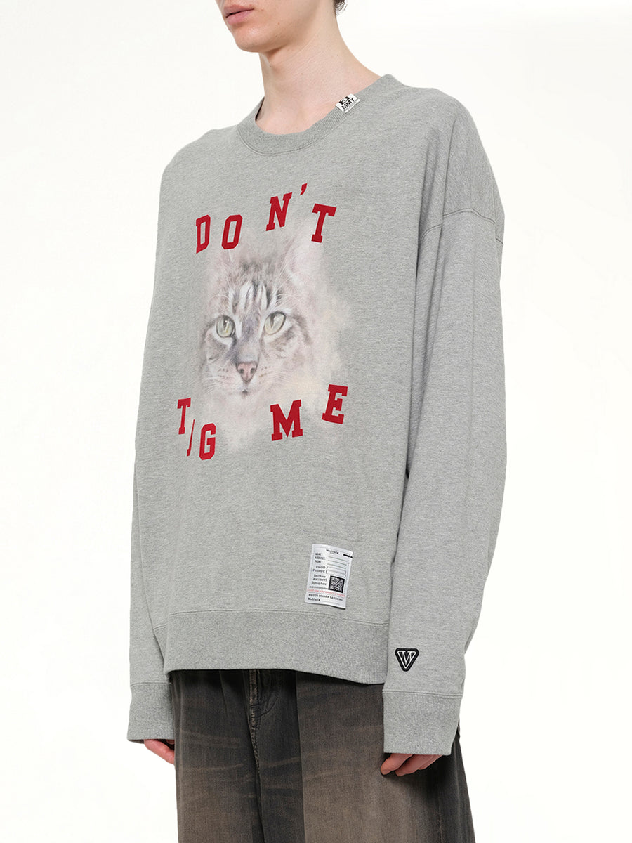 Cat Printed Sweatshirt in Gray