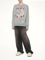Cat Printed Sweatshirt in Gray