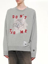 Cat Printed Sweatshirt in Gray