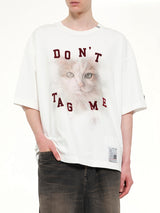 Cat Printed T-Shirt in White