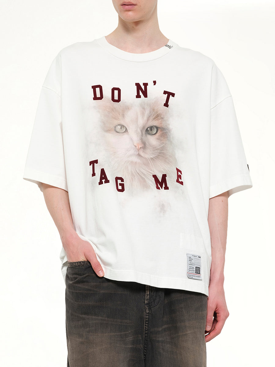 Cat Printed T-Shirt in White