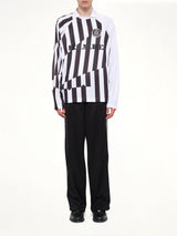 Football Longsleeve 'Home' Polo Knit in Black/White