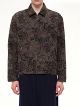Flower Zip Up Jacket in Dark Khaki