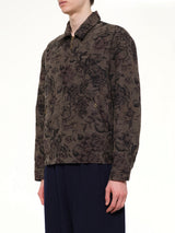 Flower Zip Up Jacket in Dark Khaki