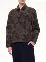 Flower Zip Up Jacket in Dark Khaki