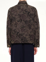 Flower Zip Up Jacket in Dark Khaki