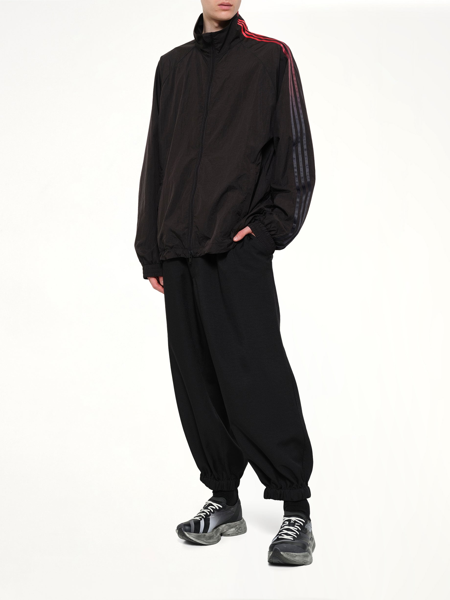Gradient 3 Stripes Track Top in Black/Red