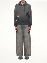 Trompe L’Oeil Embroidery Hoodie in Black