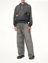 Trompe L’Oeil Embroidery Hoodie in Black