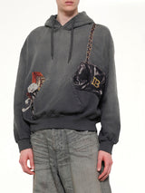 Trompe L’Oeil Embroidery Hoodie in Black