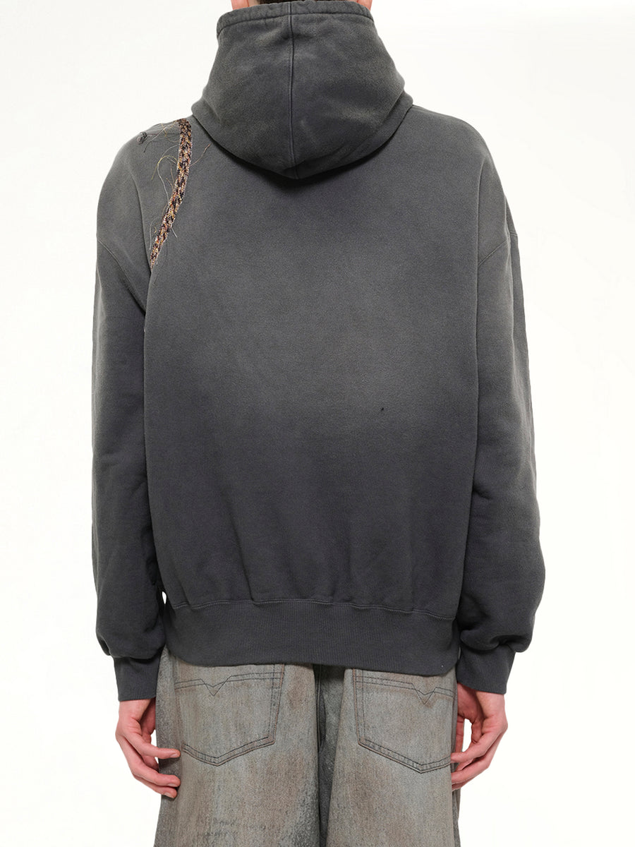 Trompe L’Oeil Embroidery Hoodie in Black