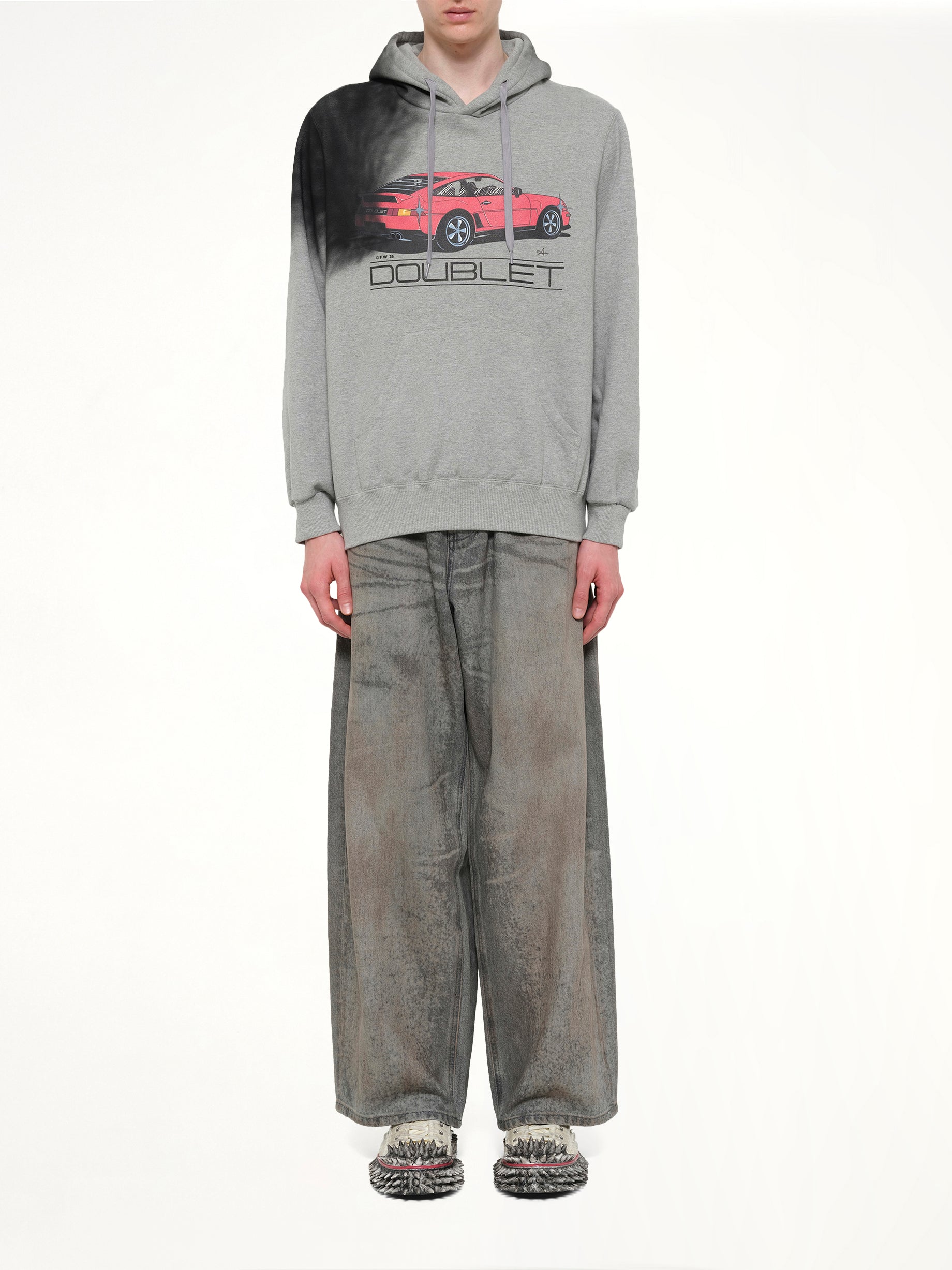 Exhaust Stained Hoodie in Grey