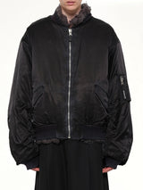 Smoke Fur Reversible Bomber Jacket in Black