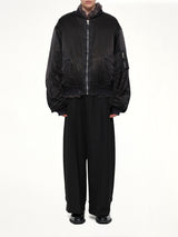 Smoke Fur Reversible Bomber Jacket in Black