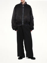 Smoke Fur Reversible Bomber Jacket in Black