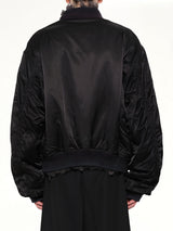 Smoke Fur Reversible Bomber Jacket in Black