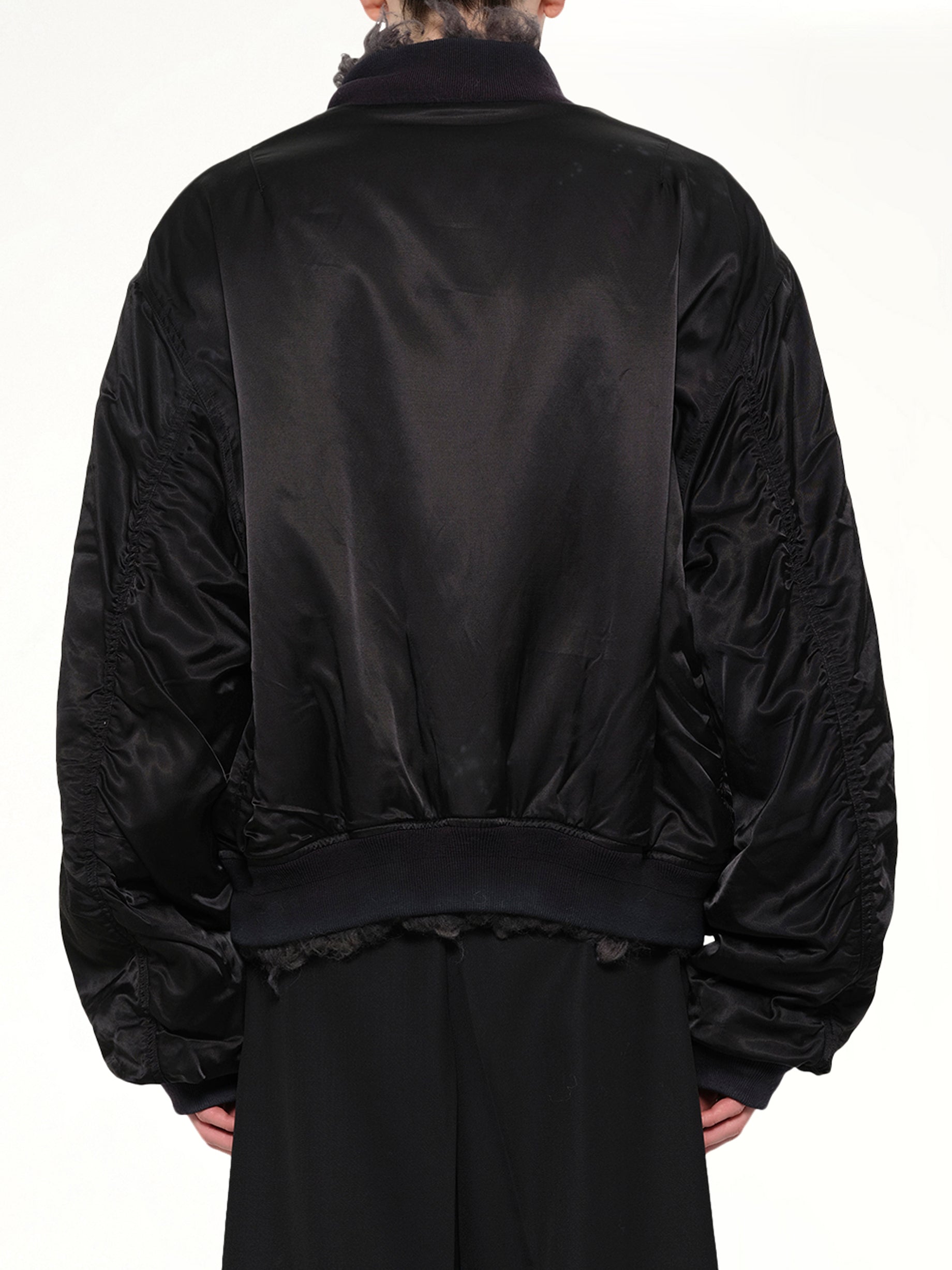 Smoke Fur Reversible Bomber Jacket in Black