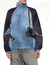 Trompe L’Oeil Embroidery Anorak in Navy
