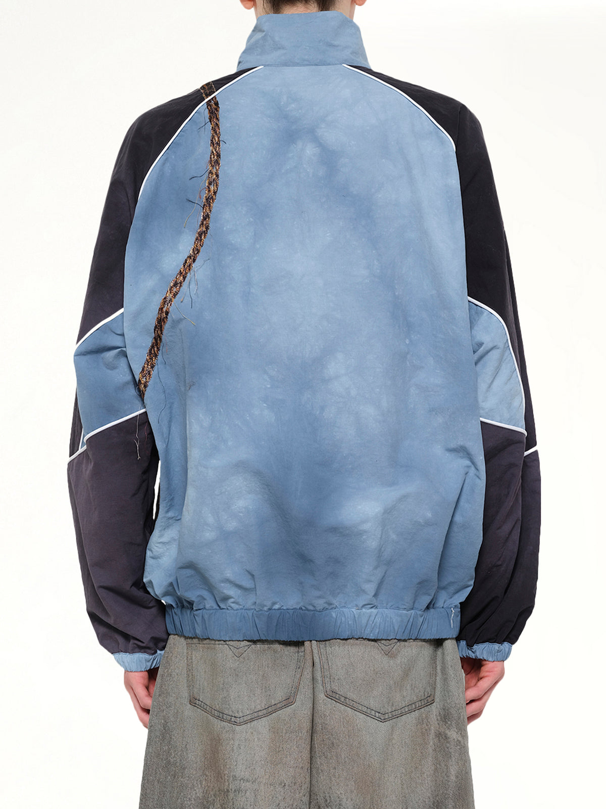 Trompe L’Oeil Embroidery Anorak in Navy