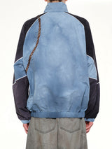 Trompe L’Oeil Embroidery Anorak in Navy