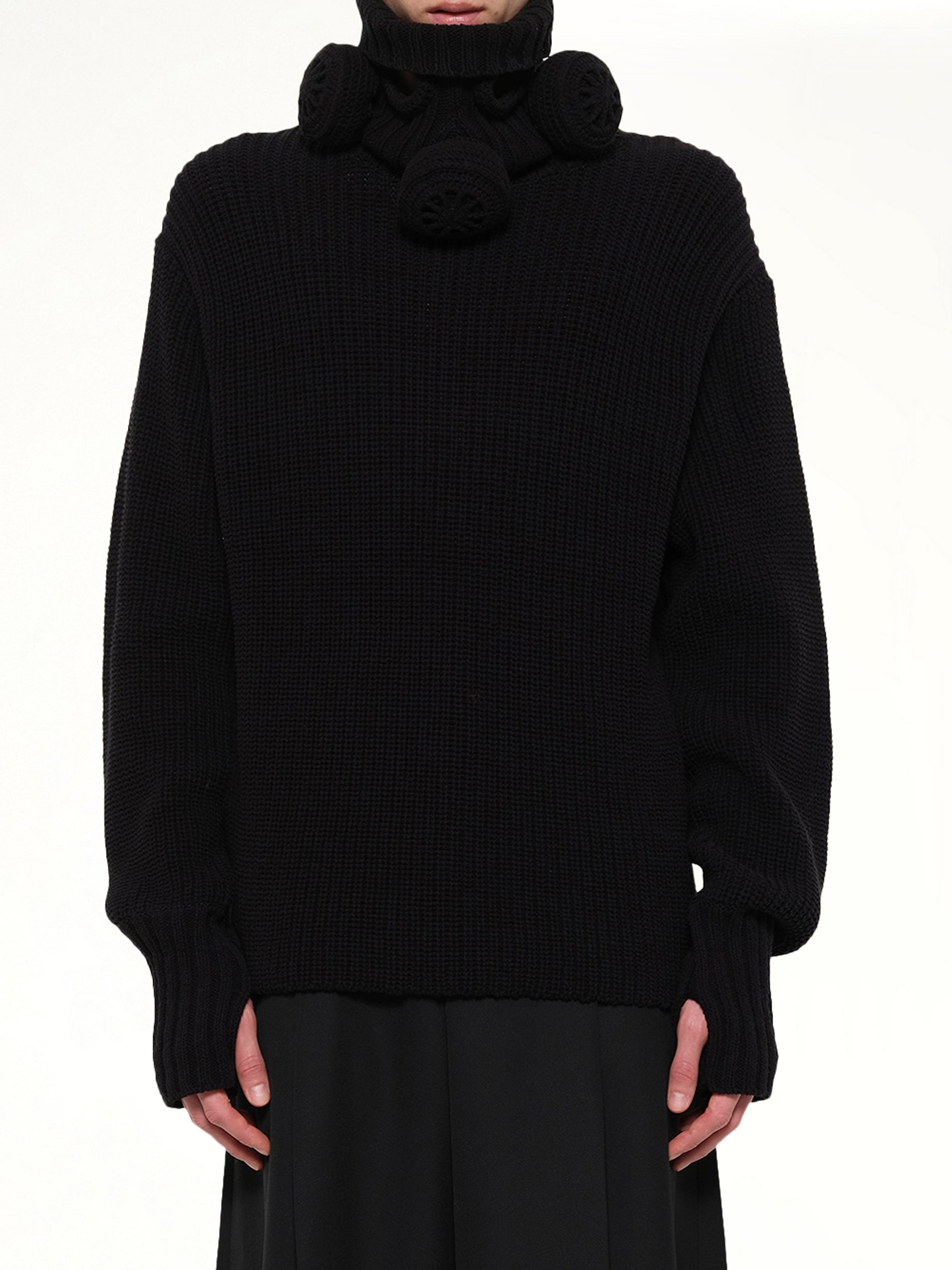 Gas Mask Turtleneck Knit in Black