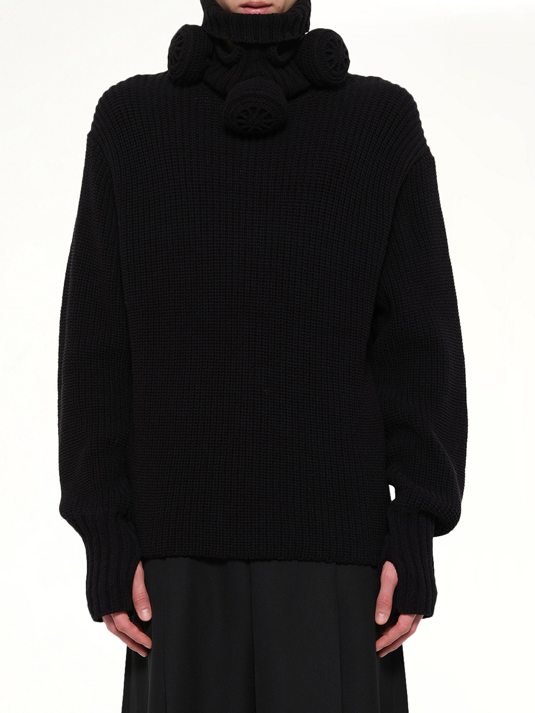 Gas Mask Turtleneck Knit in Black