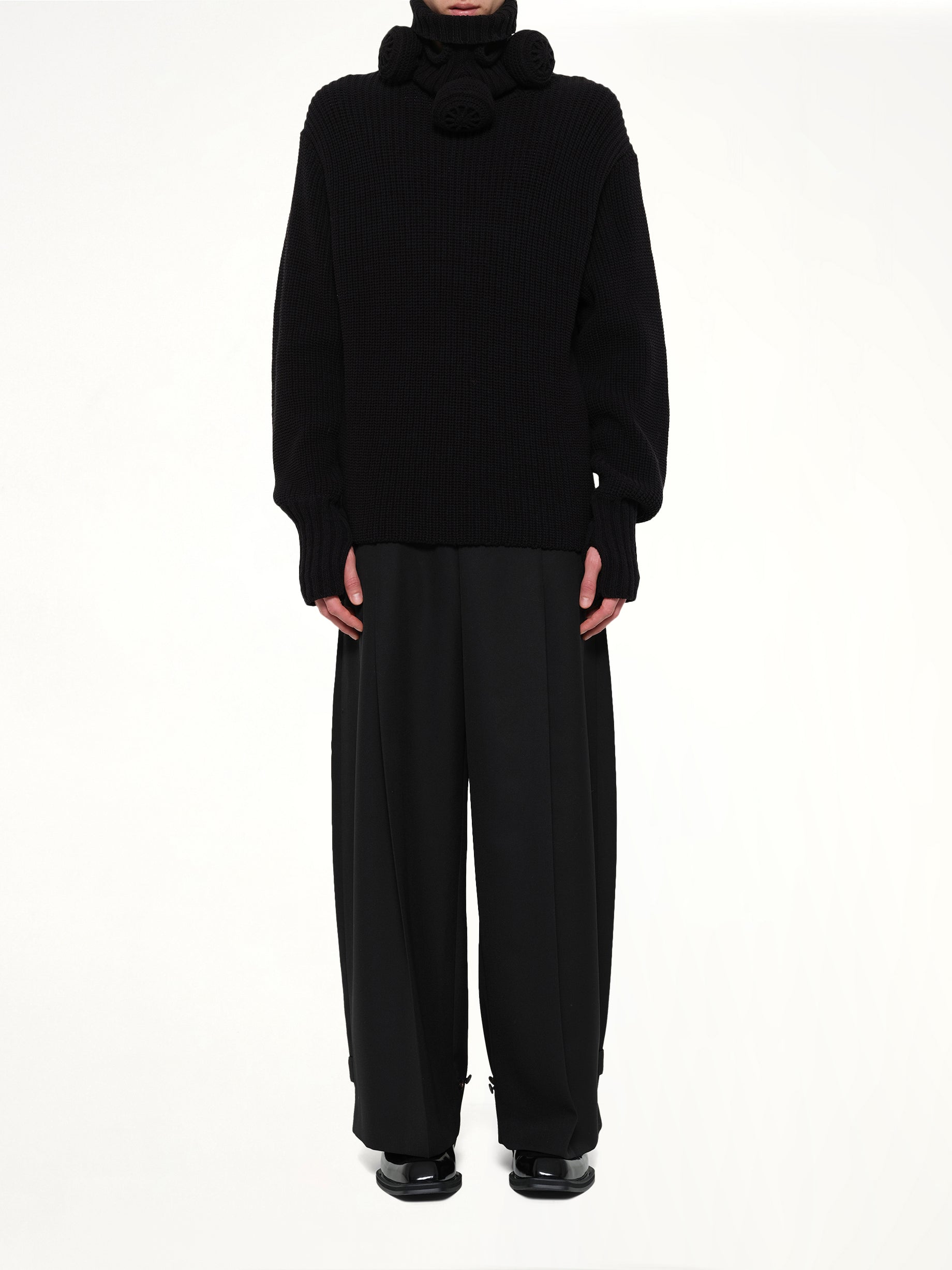 Gas Mask Turtleneck Knit in Black