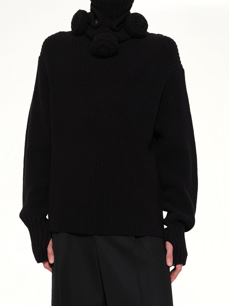 Gas Mask Turtleneck Knit in Black