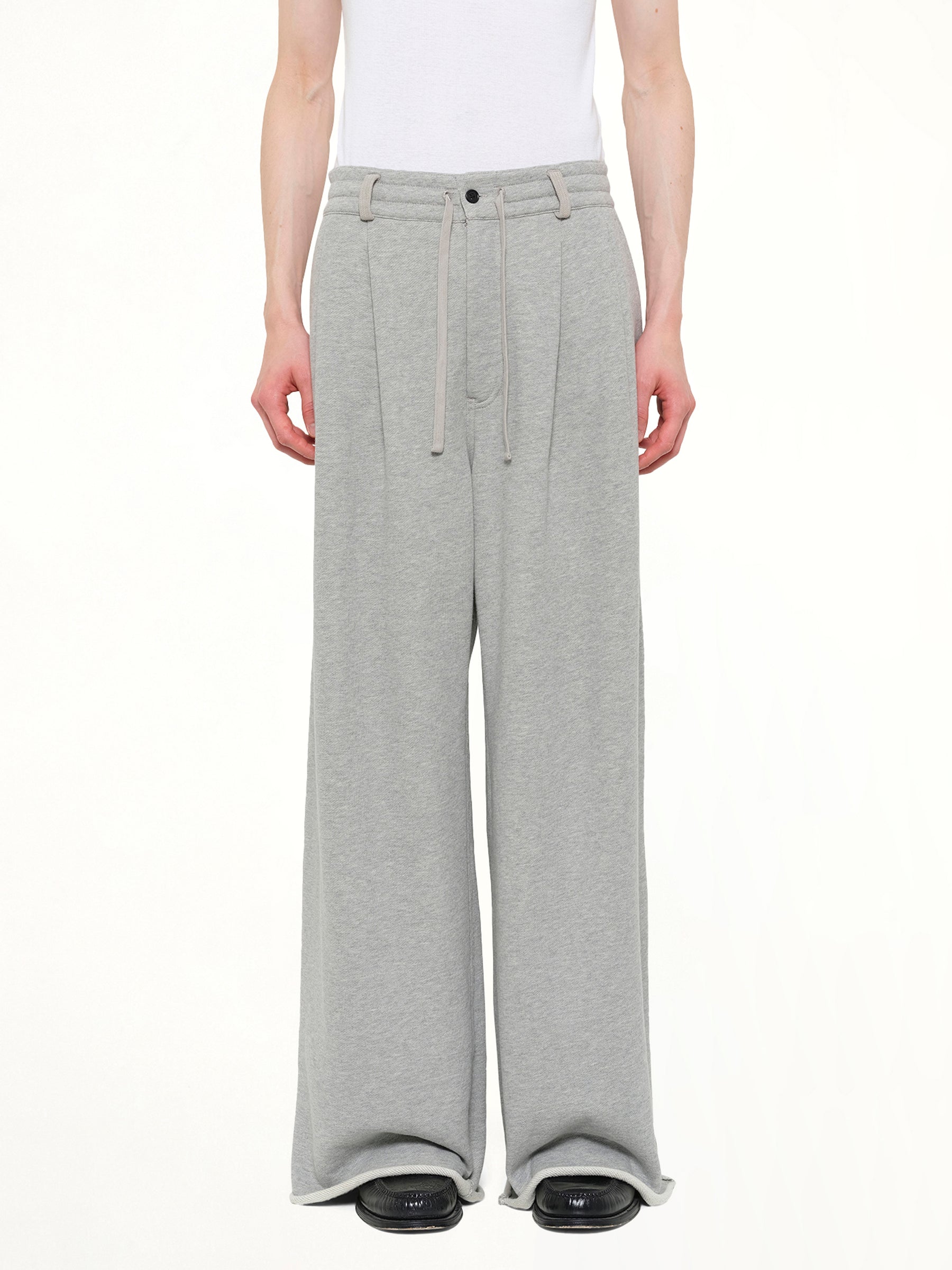 Pleated Pants Back Pile Knit in Grey