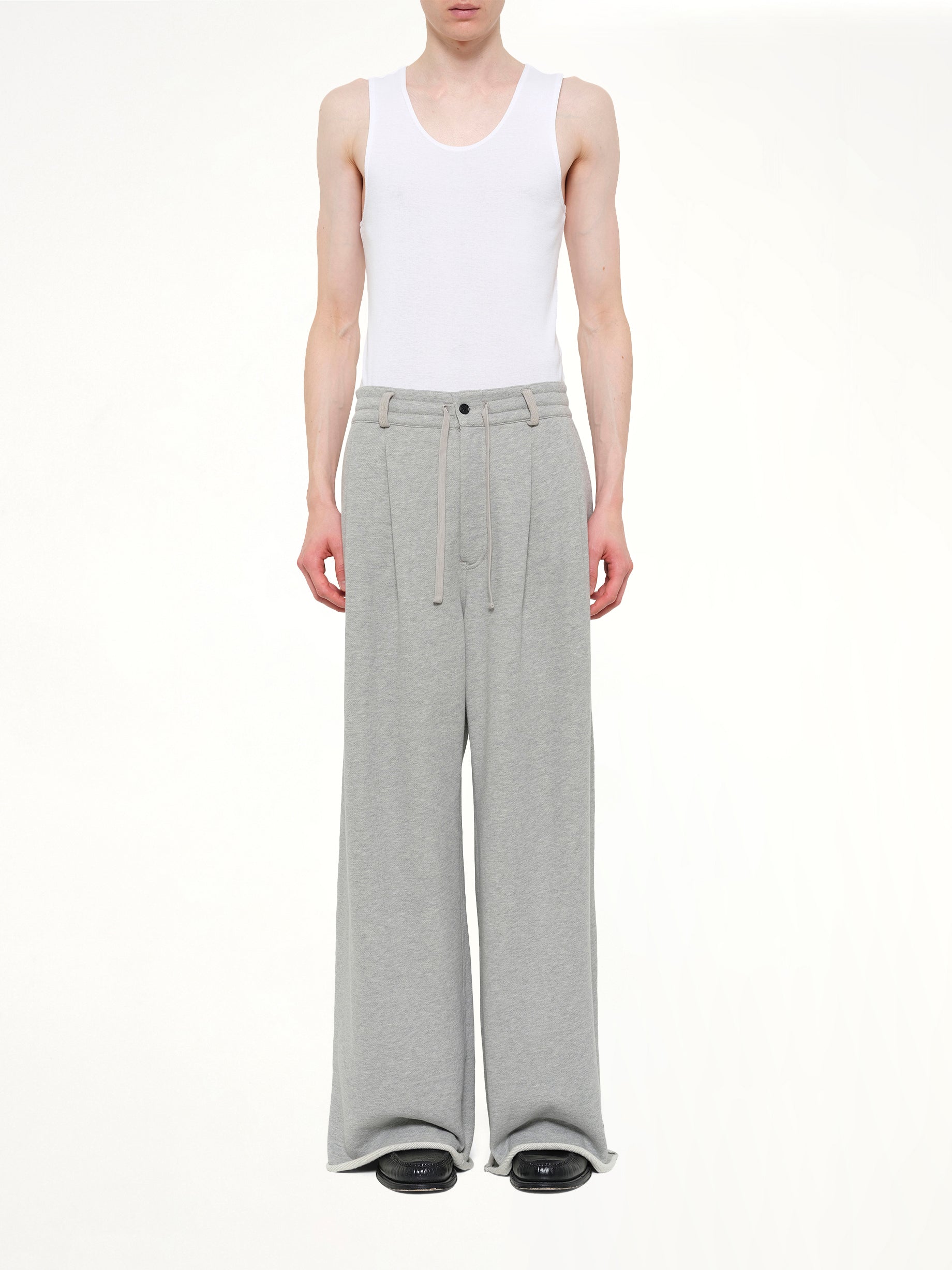 Pleated Pants Back Pile Knit in Grey