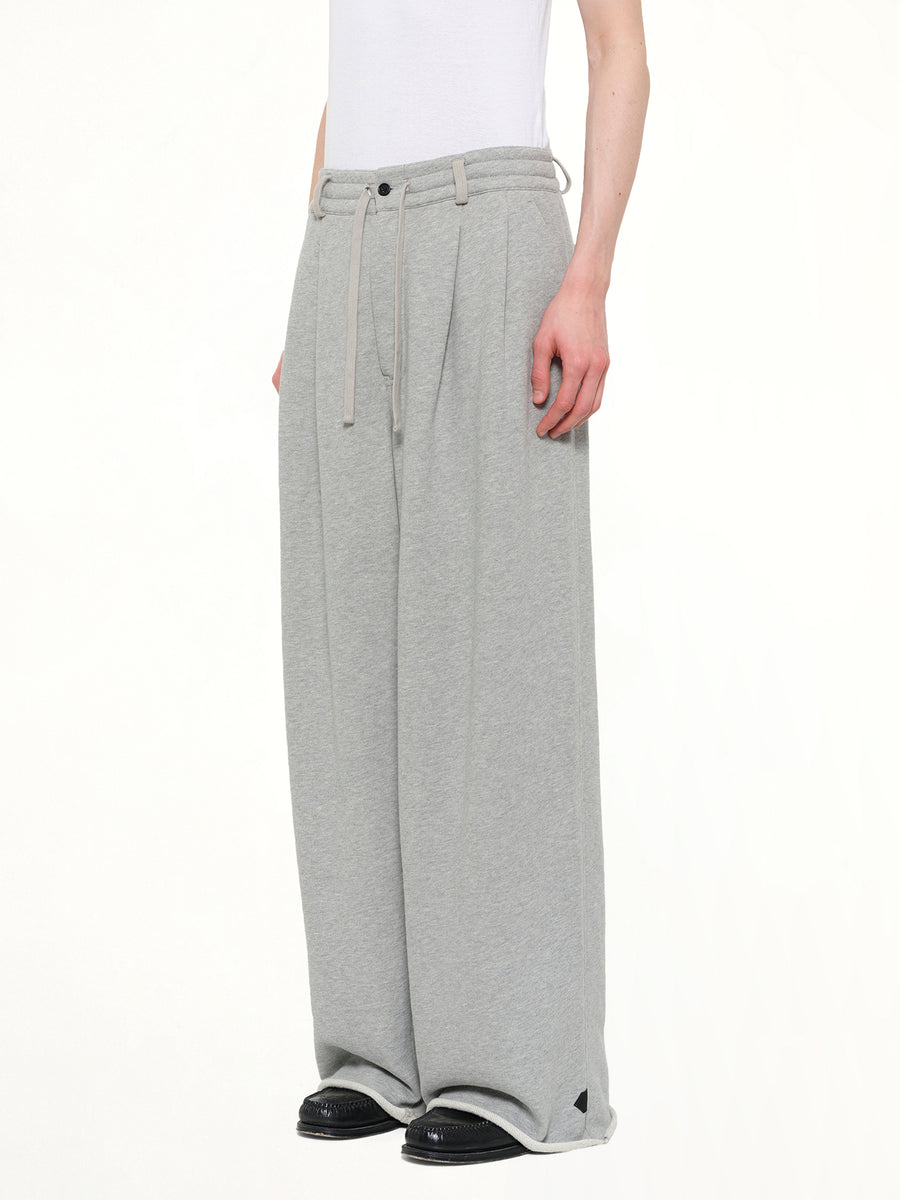 Pleated Pants Back Pile Knit in Grey