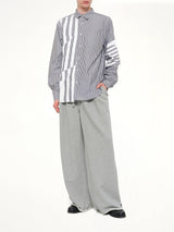 Pleated Pants Back Pile Knit in Grey