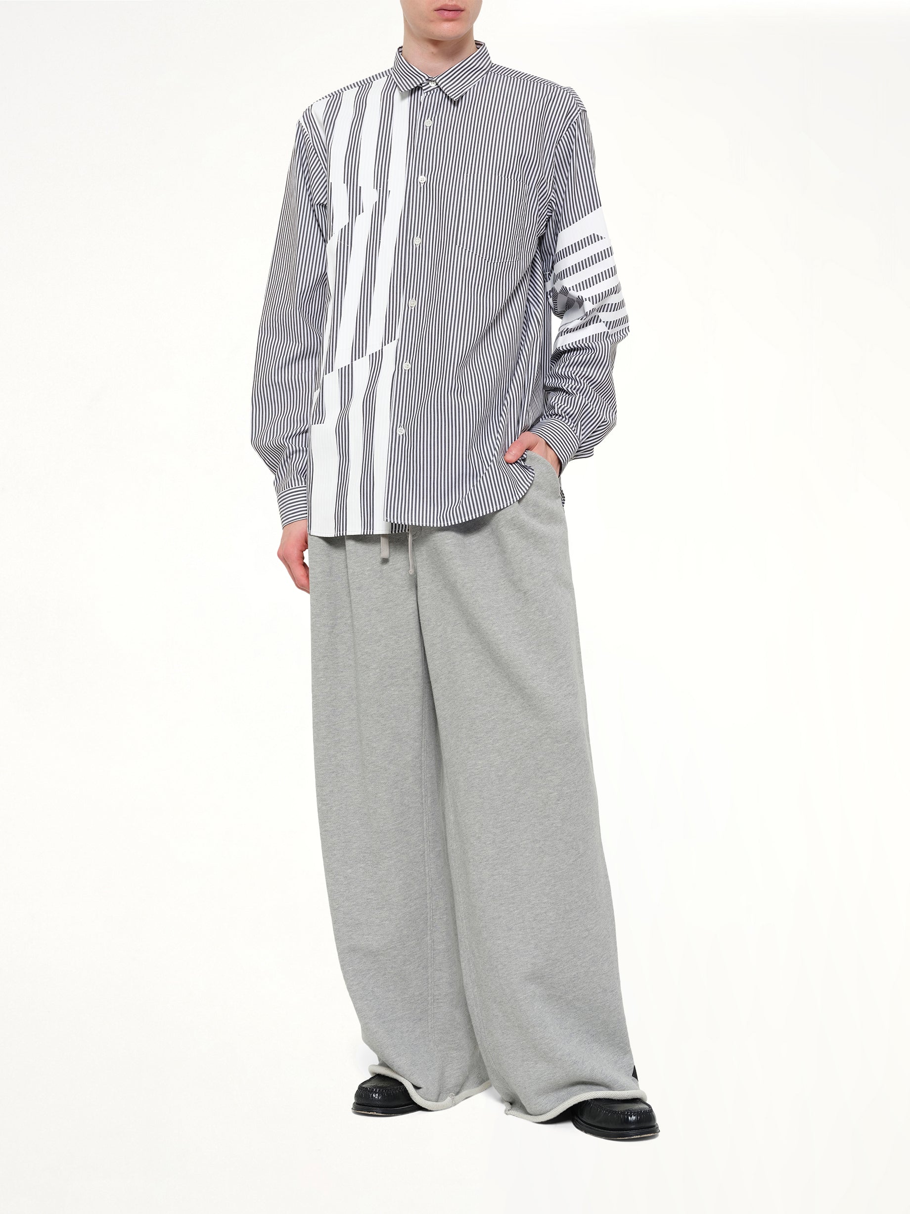 Pleated Pants Back Pile Knit in Grey