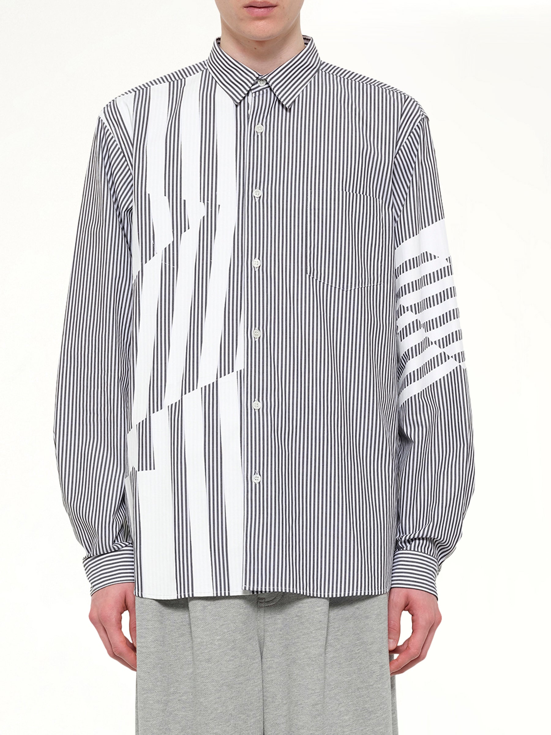 Printed Striped Woven Shirt in Blue