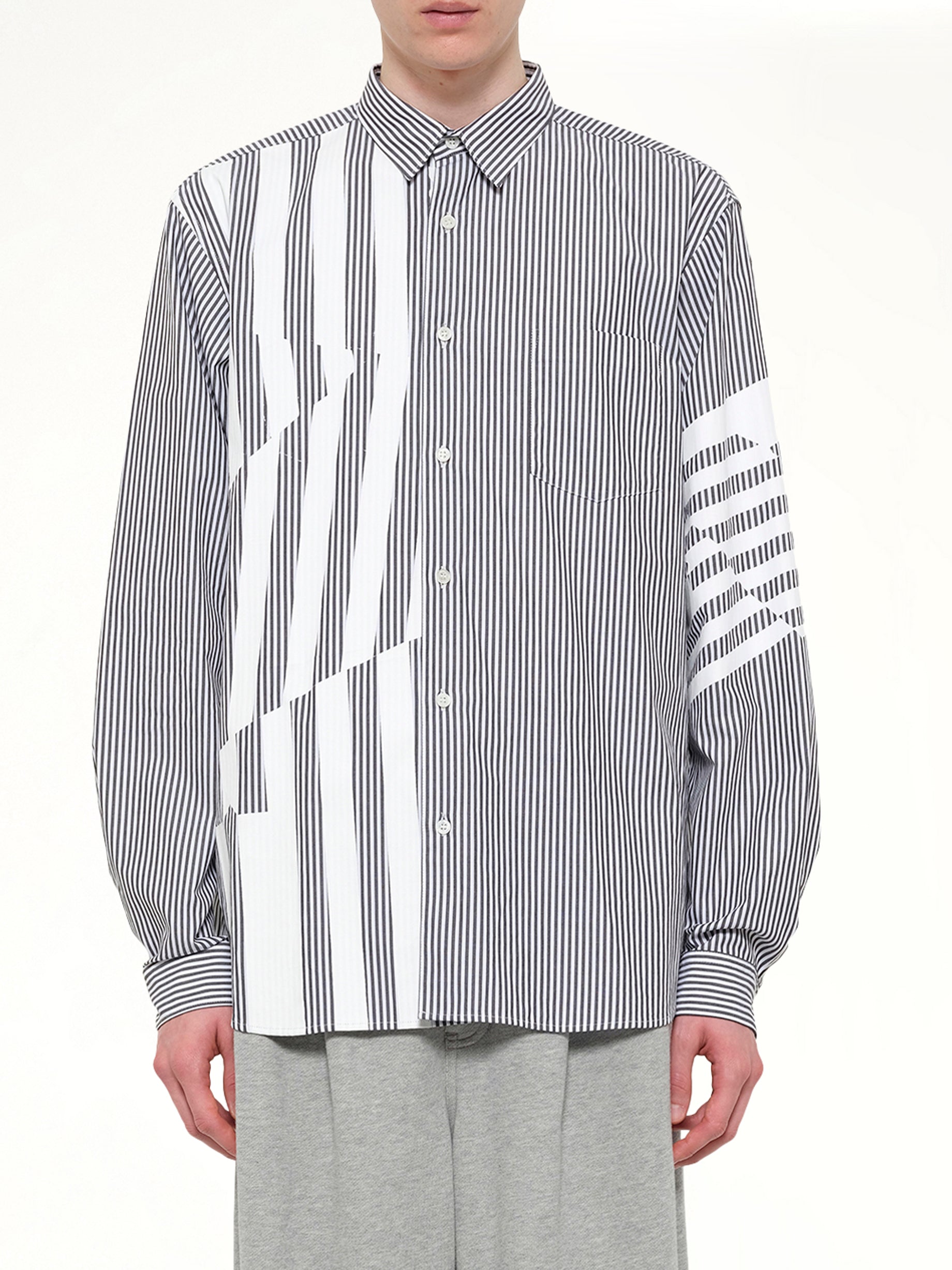Printed Striped Woven Shirt in Blue