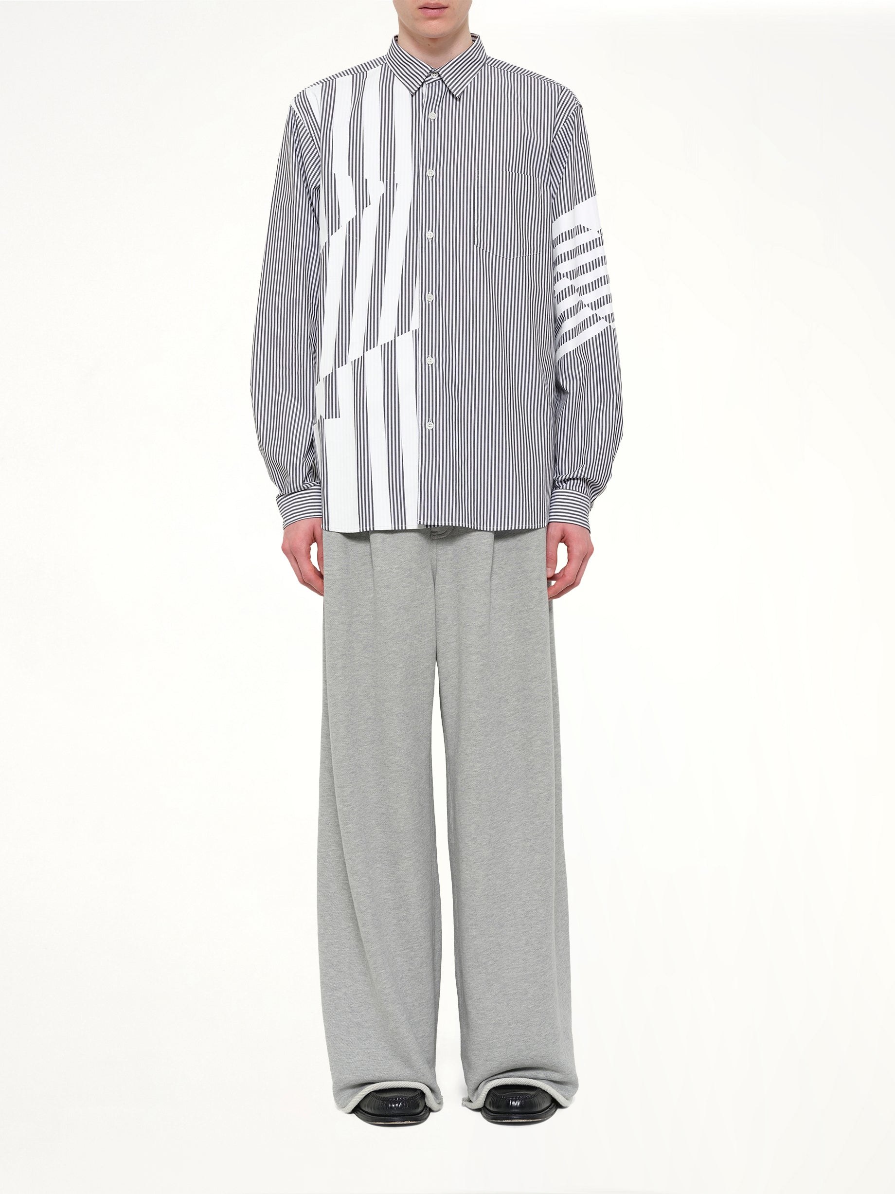 Printed Striped Woven Shirt in Blue