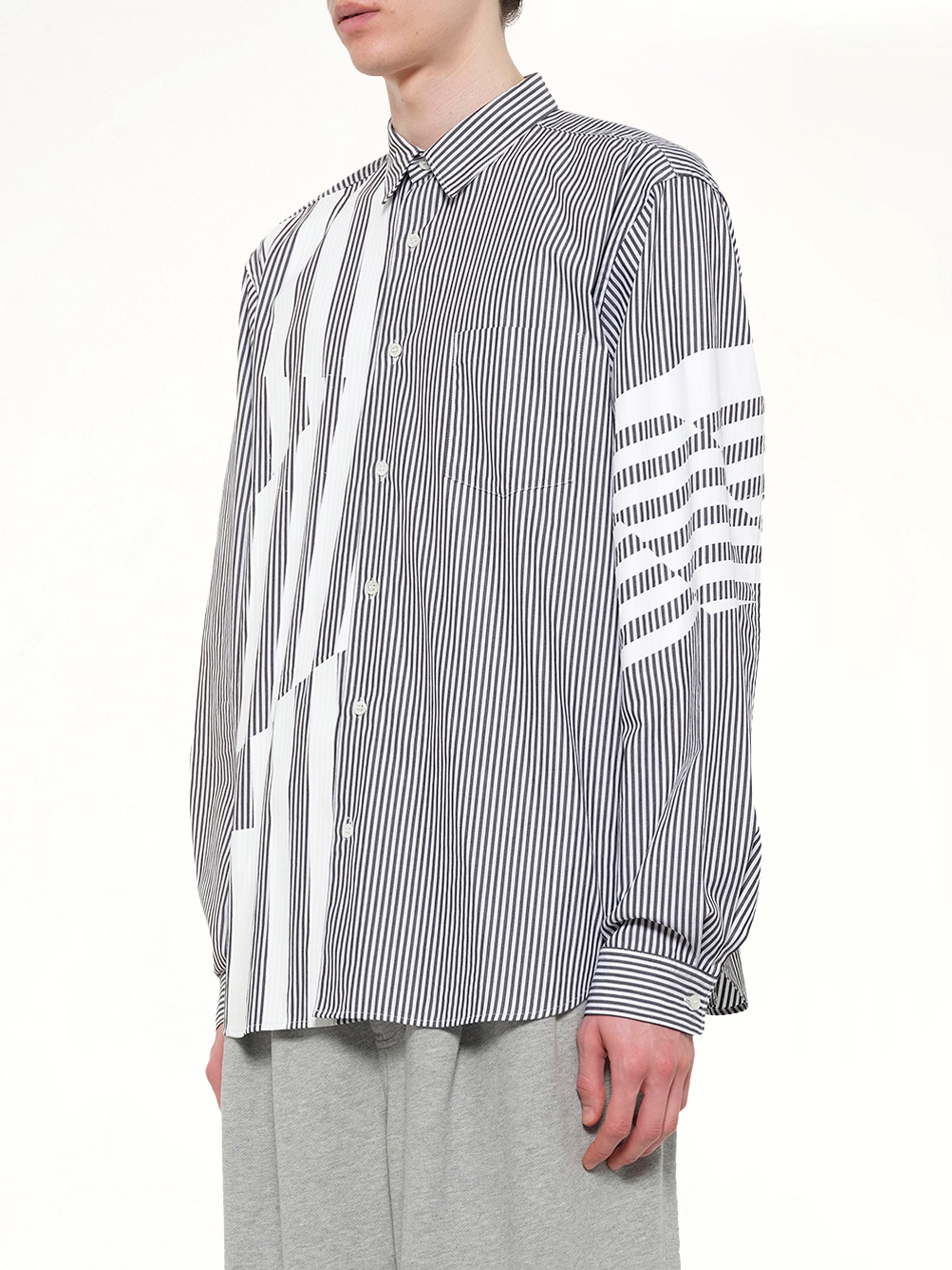Printed Striped Woven Shirt in Blue