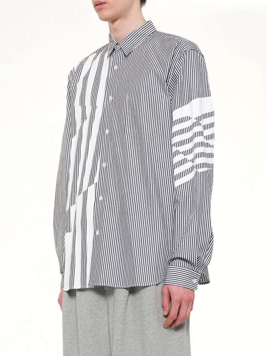 Printed Striped Woven Shirt in Blue