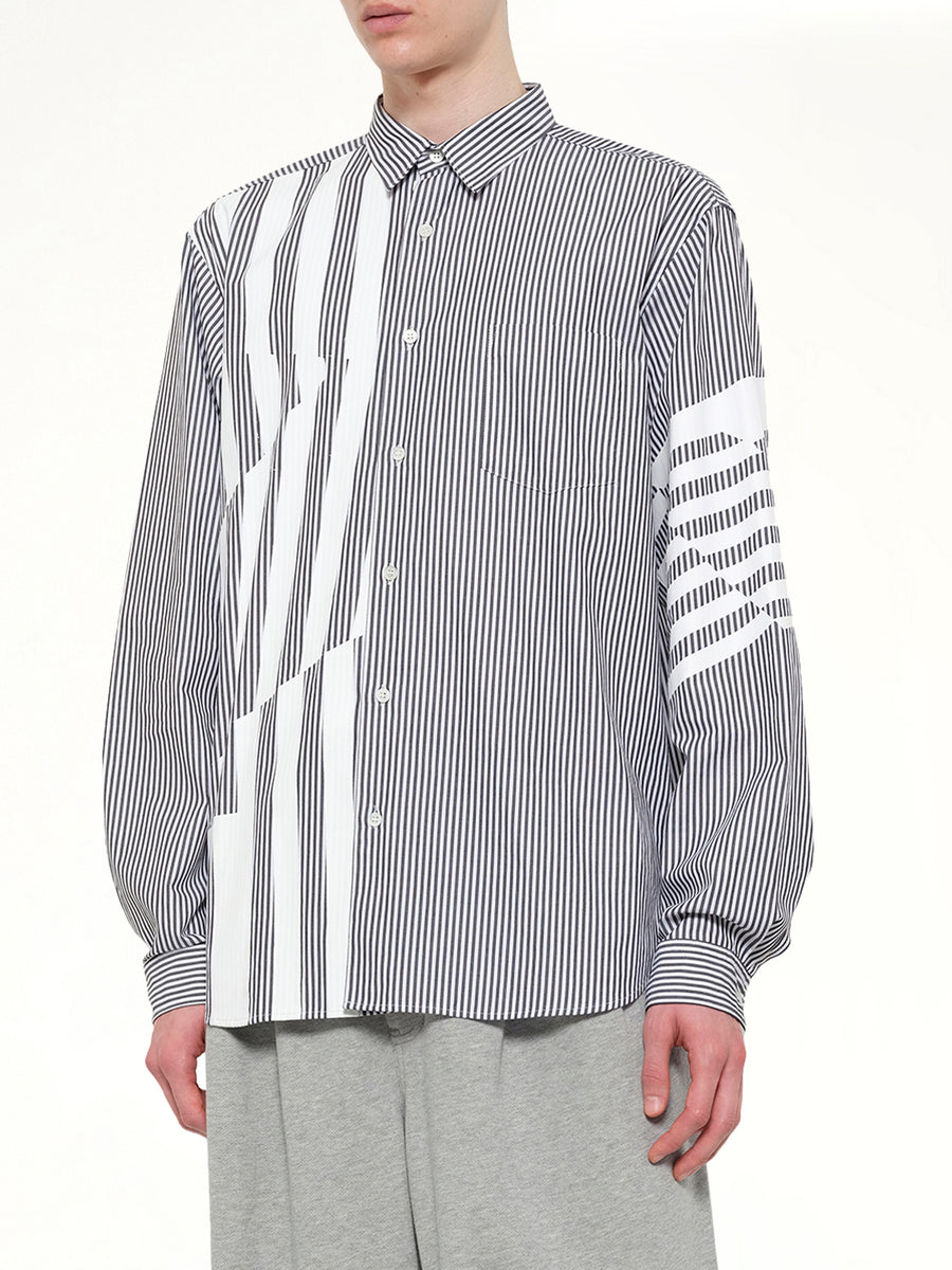 Printed Striped Woven Shirt in Blue