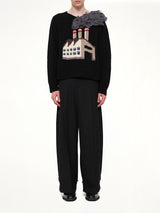 Smoking Factory Intarsia Knit Pullover in Black