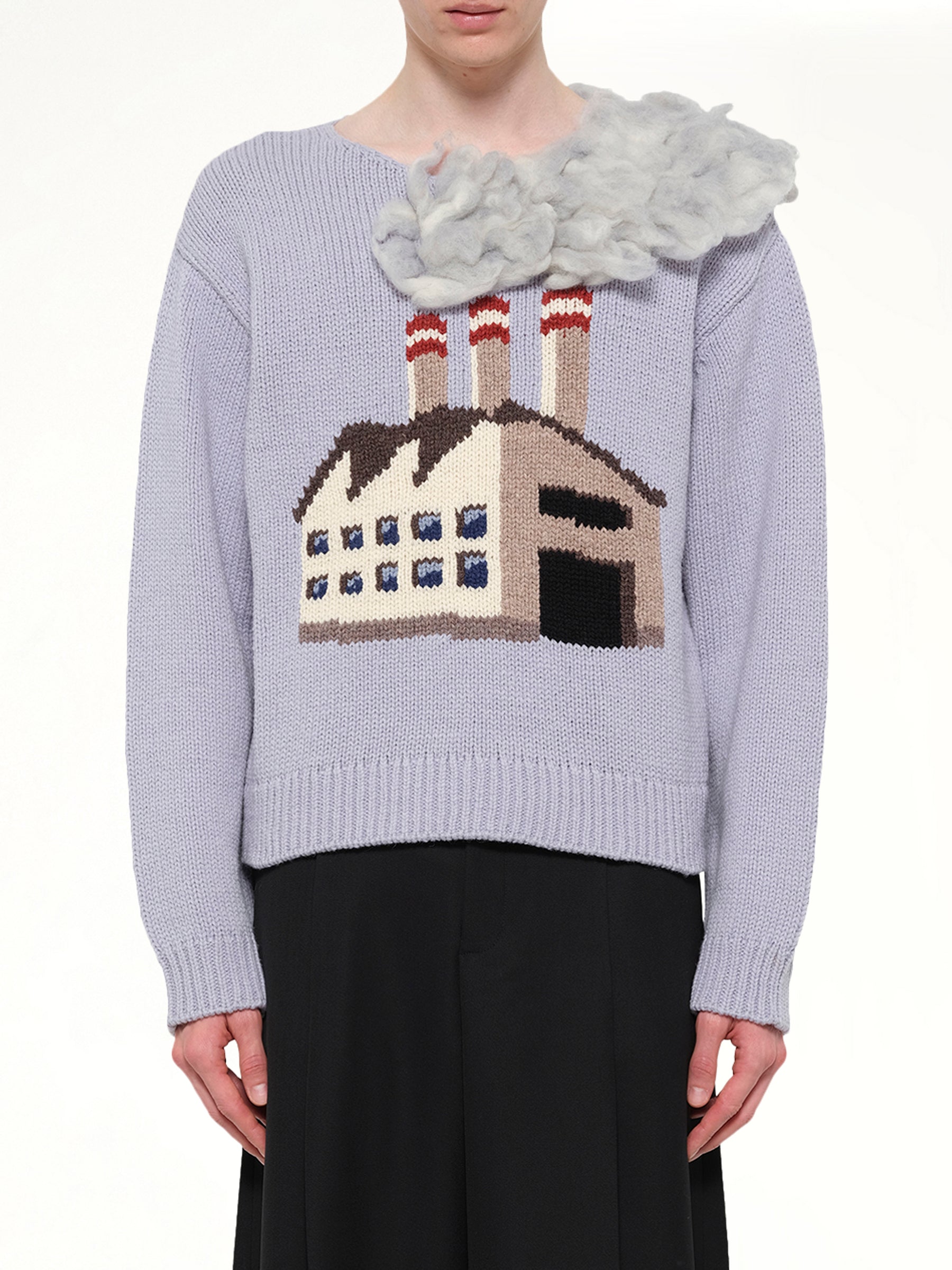 Smoking Factory Intarsia Knit Pullover in Blue