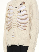 Rib Cage Cable Knit Pullover in Ivory