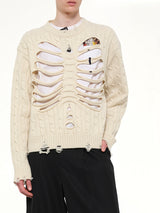 Rib Cage Cable Knit Pullover in Ivory