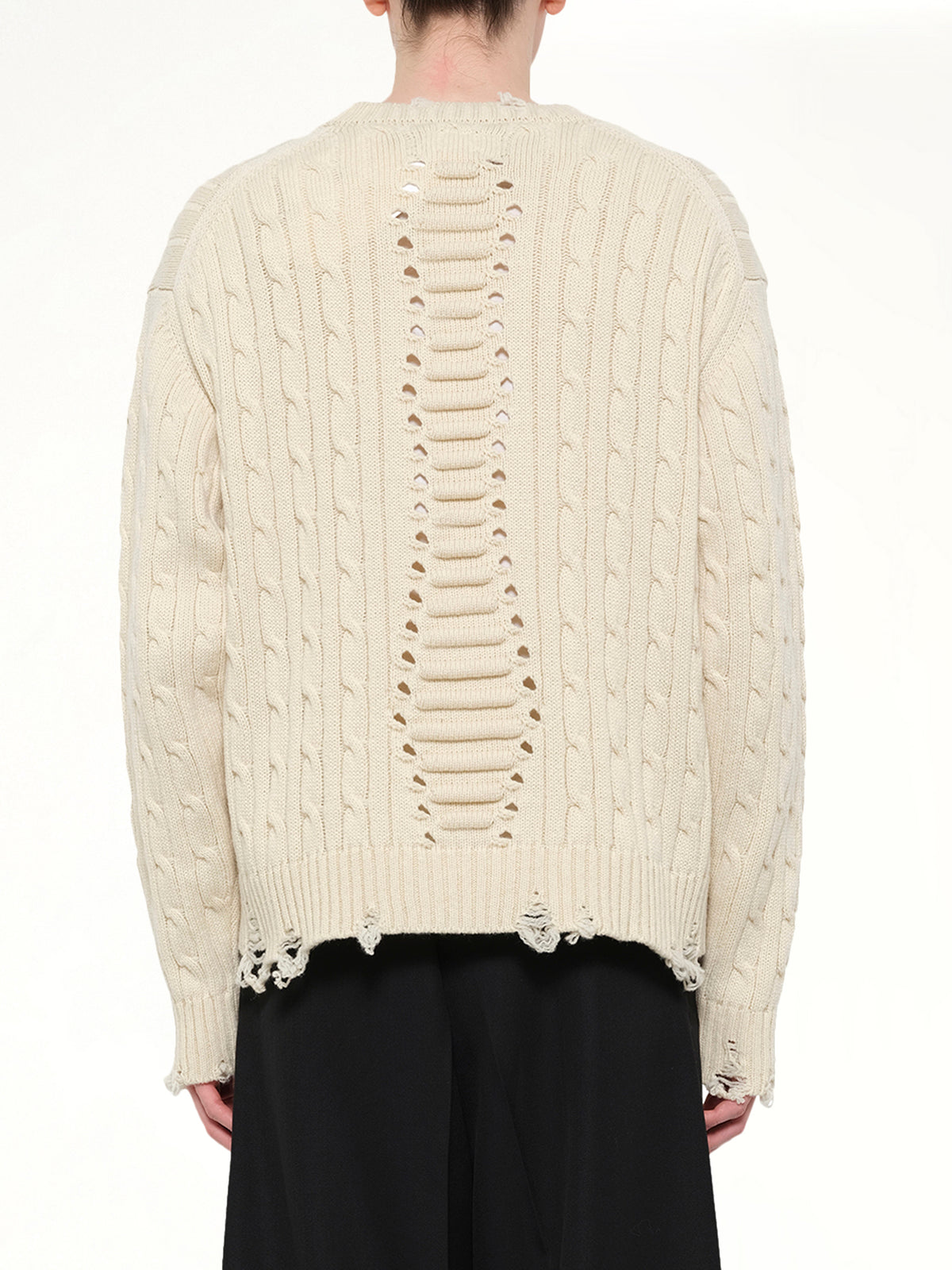 Rib Cage Cable Knit Pullover in Ivory