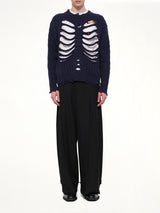 Rib Cage Cable Knit Pullover in Navy