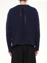 Rib Cage Cable Knit Pullover in Navy