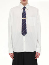 Trompe L’Oeil Tie Embroidery Shirt in White/Black