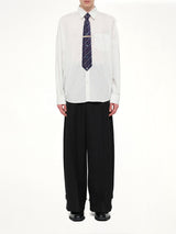 Trompe L’Oeil Tie Embroidery Shirt in White/Black