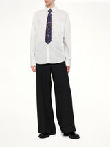 Trompe L’Oeil Tie Embroidery Shirt in White/Black